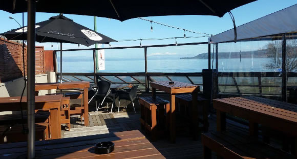 tables and view of lake taupo